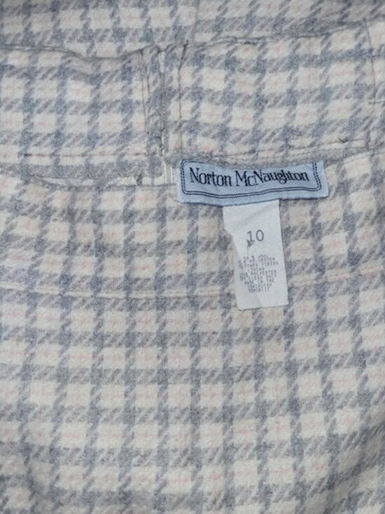 Vintage Neutral Color Wool Blend Plaid Pencil Skirt - Picture 13 of 13